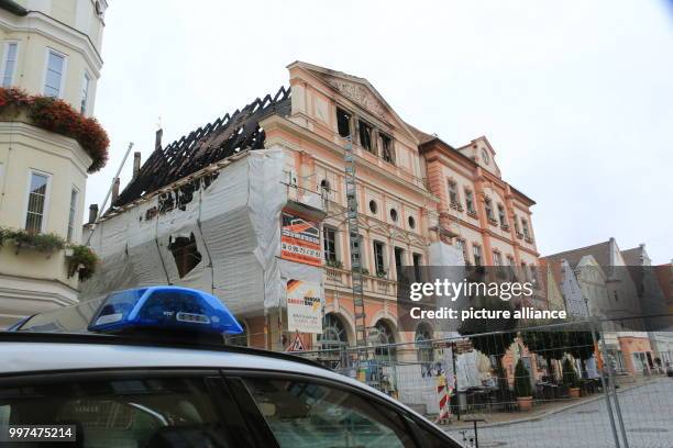 The 500-year-old Town Hall after a devastating fire in Dillingen, Germany, 26 July 2017. The historic building was almost entirely burnt out after a...