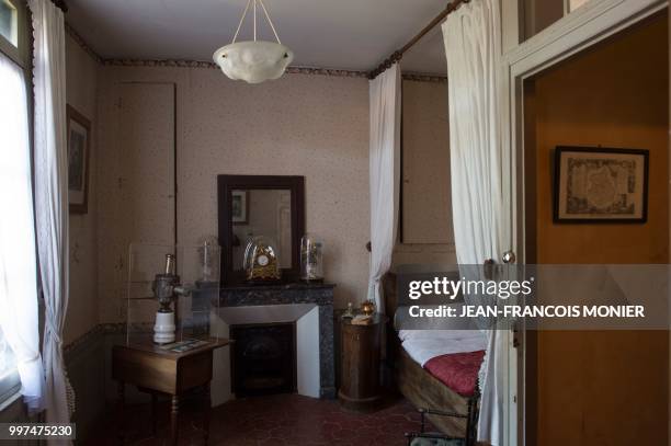 This photo taken on June 22 in Illiers-Combray shows the bedroom in which French writer Marcel Proust stayed as a child during his holidays, in the...