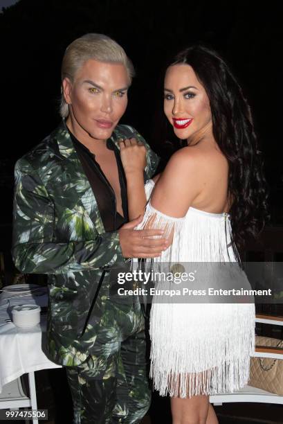 Rodrigo Alves and Laura Alicia are seen at Puerto Banus on July 12, 2018 in Marbella, Spain.