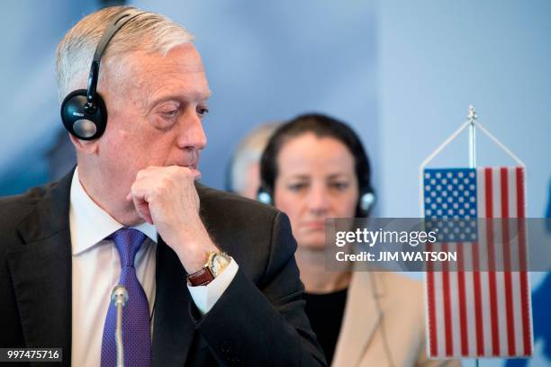 Secretary of Defense James Mattis looks on during the Special US Adriatic Charter Defense Ministerial Meeting in Zagreb, Croatia on July 13, 2018.