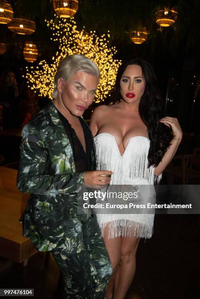 Rodrigo Alves and Laura Alicia attend the opening of La Meridiana club on July 12, 2018 in Marbella, Spain.