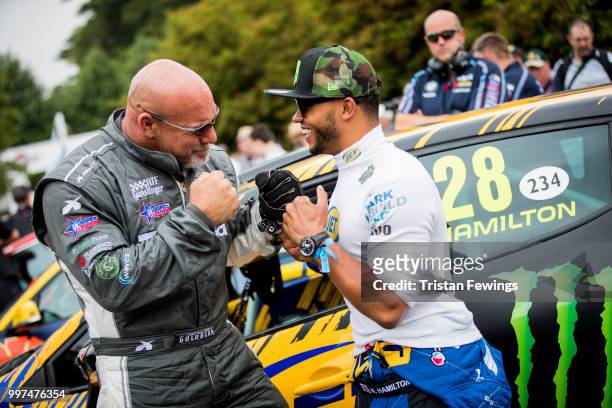Bill Goldberg and Nicholas Hamilton attend the Goodwood Festival Of Speed at Goodwood on July 12, 2018 in Chichester, England.