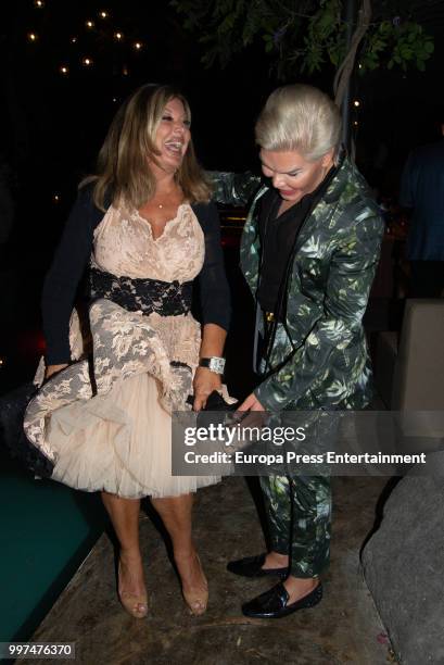 Olivia Valere and Rodrigo Alves attend the opening of La Meridiana club on July 12, 2018 in Marbella, Spain.