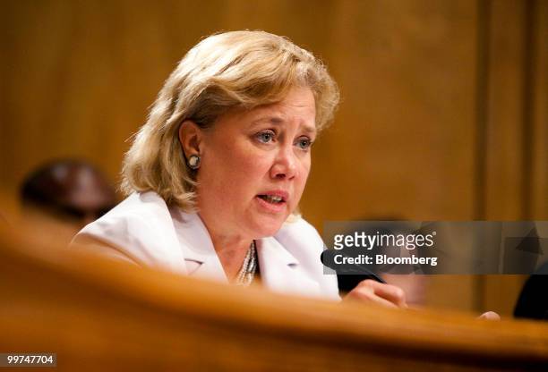 Senator Mary Landrieu, a Democrat from Louisiana, speaks at a Senate Homeland Security Committee hearing about the Gulf Coast disaster and the...