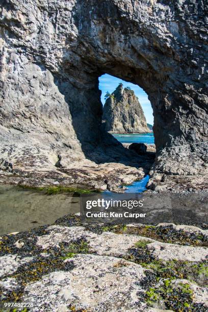 hole in the wall, rialto beach - rialto beach stock pictures, royalty-free photos & images