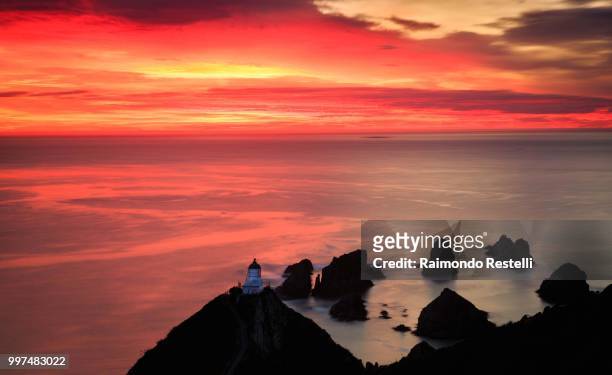 nugget point lighthouse, the catlins - 9962 - nugget point imagens e fotografias de stock