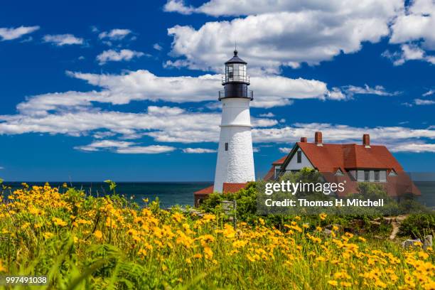 me-cape elizabeth-portland head light - cape elizabeth stock pictures, royalty-free photos & images