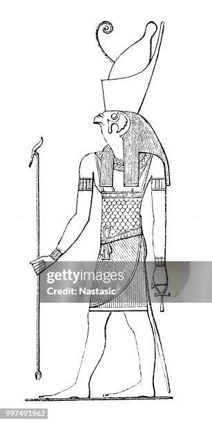 egyptian god horus - polytheism stock illustrations