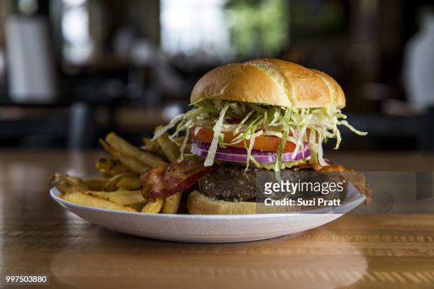 burger and fries - suzi pratt stock pictures, royalty-free photos & images