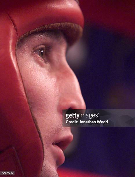 Sergei Kazakov of Russia pauses during his bout against Yuriolkis Gamboa of Cuba in the 48 kg division, held at the South Bank Convention Centre,...