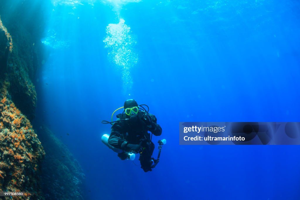 Underwater, underwater photographer Technical Diving Scuba diver Exploring and enjoying Sea life Water sports Techdive Scuba diver point of view