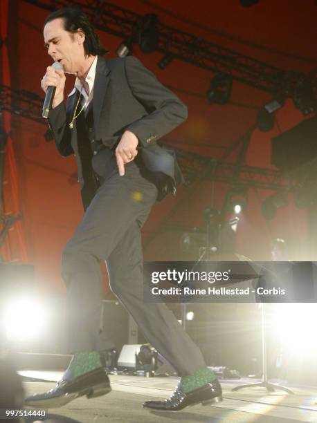 Nick Cave And The Bad Seeds perform at Roskilde Festival on July 06, 2018 in Roskilde, Denmark. .