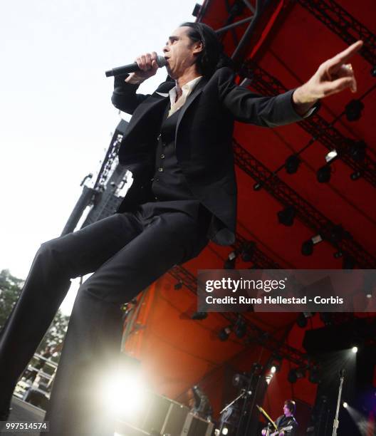 Nick Cave And The Bad Seeds perform at Roskilde Festival on July 06, 2018 in Roskilde, Denmark. .