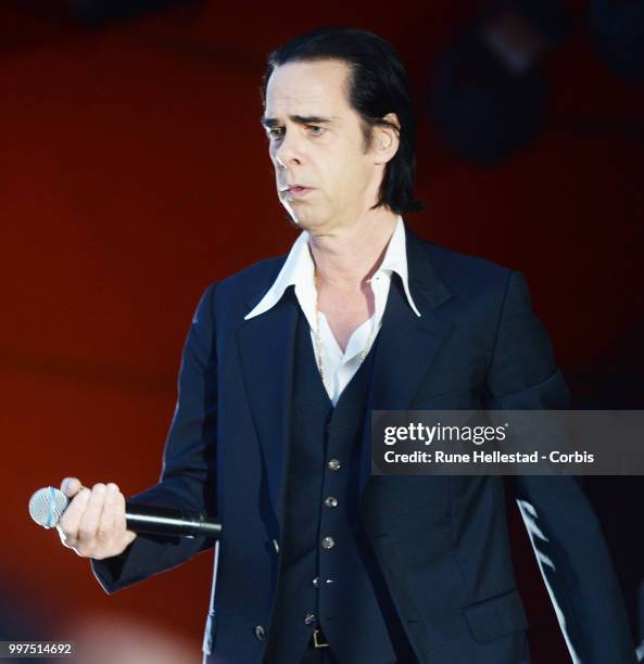 Nick Cave And The Bad Seeds perform at Roskilde Festival on July 06, 2018 in Roskilde, Denmark. .