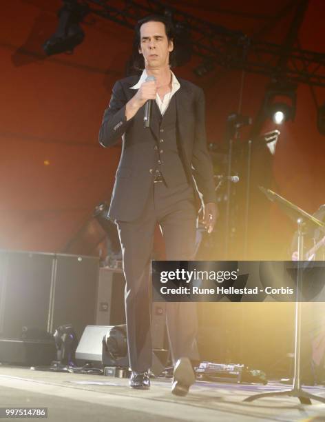 Nick Cave And The Bad Seeds perform at Roskilde Festival on July 06, 2018 in Roskilde, Denmark. .