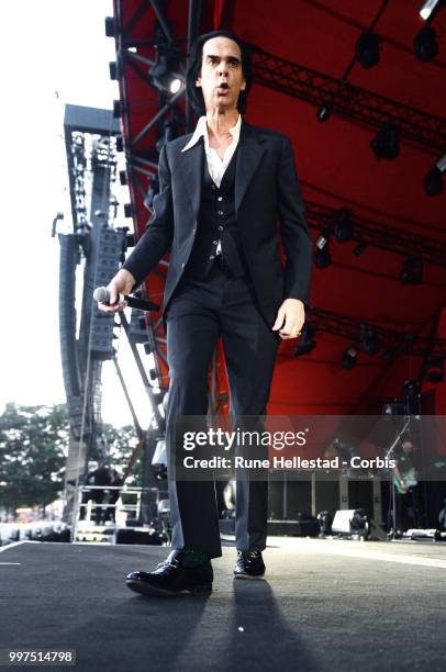 Nick Cave And The Bad Seeds perform at Roskilde Festival on July 06, 2018 in Roskilde, Denmark. .