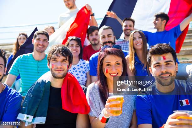 french fans watching and supporting their team at world competition football league - leopatrizi stock pictures, royalty-free photos & images