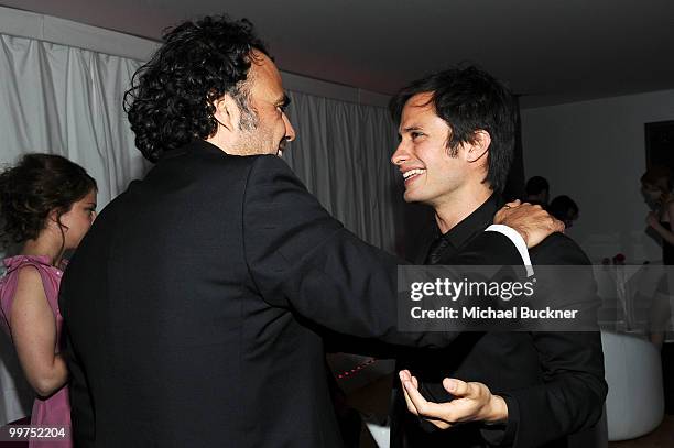 Director Alejandro Gonzalez Inarritu and juror Gael Garcia Bernal attend the Biutiful Party at the Majestic Beach during the 63rd Annual Cannes Film...