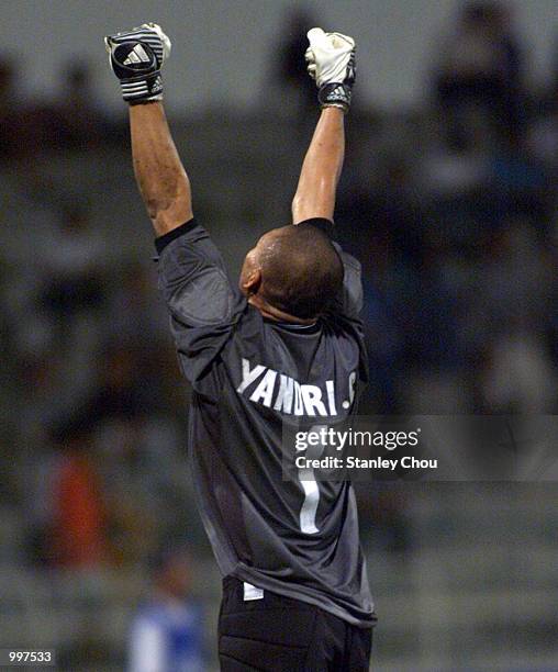 Yandri Christian Pitoy of Indonesia celebrates his Team 1-0 win over Vietnam after the final whistle in a Group B match held at the MPPJ Stadium,...