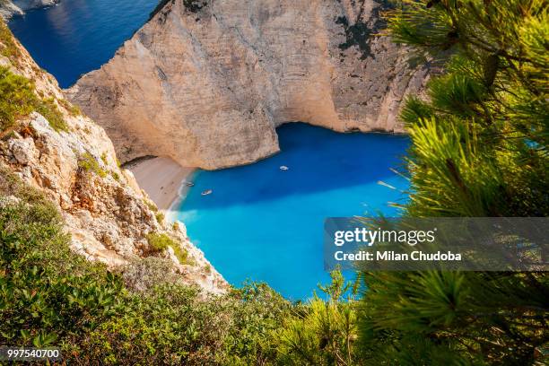 navagio beach, zakynthos, greece - navagio stock pictures, royalty-free photos & images