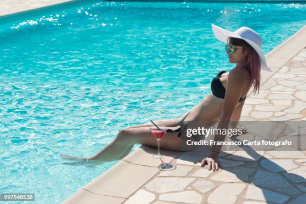 summer by the pool - tempio pausania fotografías e imágenes de stock