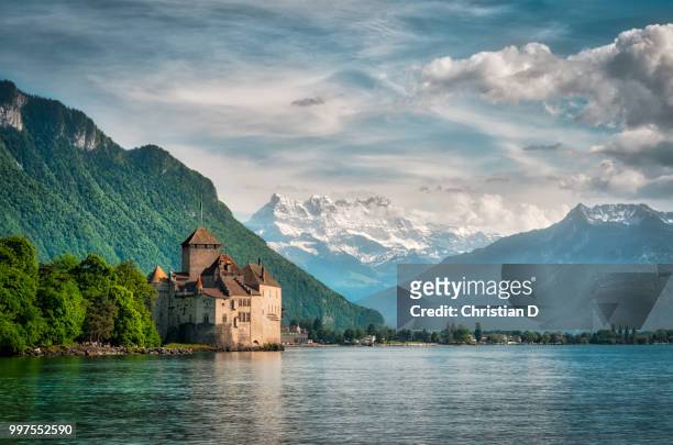 chillon scenery - switzerland lake stock pictures, royalty-free photos & images