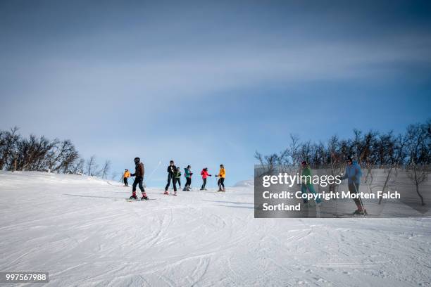 people skiing in geilo, norway - geilo stock pictures, royalty-free photos & images