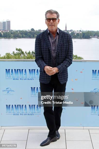 Pierce Brosnan during the Mamma Mia! Here we go again' Musical Photo Call on July 12, 2018 in Hamburg, Germany.