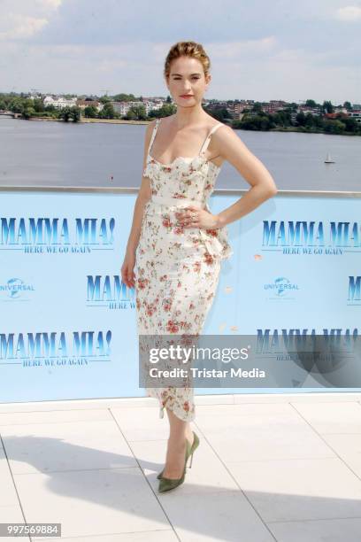 Lily James during the Mamma Mia! Here we go again' Musical Photo Call on July 12, 2018 in Hamburg, Germany.