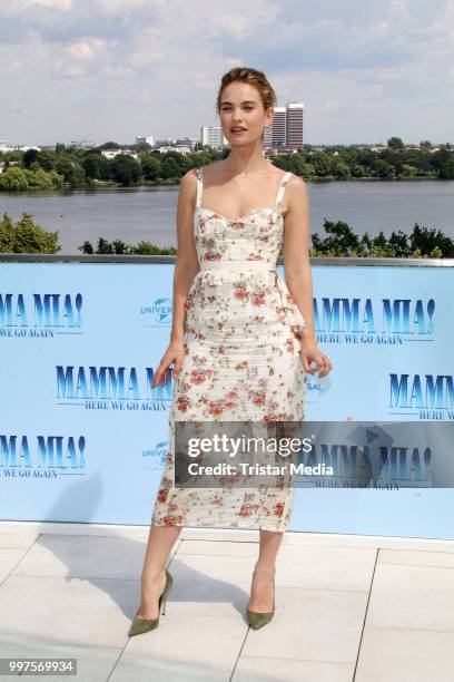 Lily James during the Mamma Mia! Here we go again' Musical Photo Call on July 12, 2018 in Hamburg, Germany.