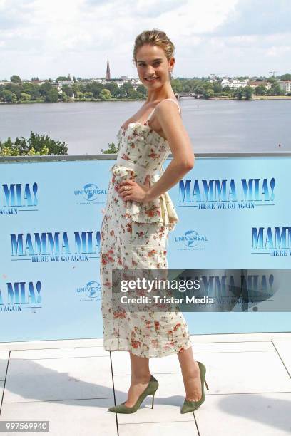 Lily James during the Mamma Mia! Here we go again' Musical Photo Call on July 12, 2018 in Hamburg, Germany.