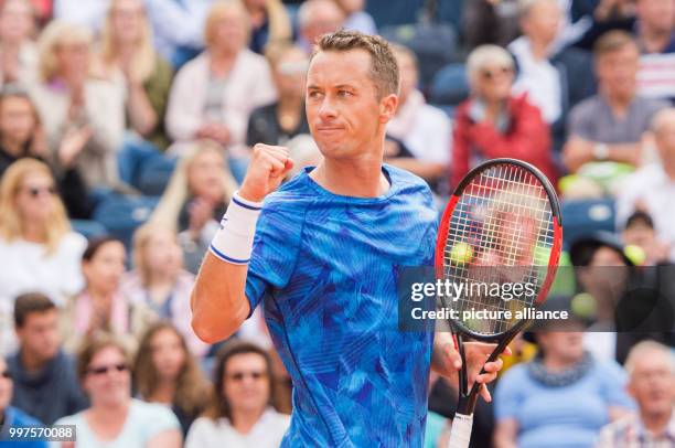 Philipp Kohlschreiber of Germany playing against G.Simon of France in the men's singles at the Tennis ATP-Tour German Open in Hamburg, Germany, 25...