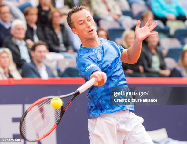 Philipp Kohlschreiber of Germany playing against G.Simon of France in the men's singles at the Tennis ATP-Tour German Open in Hamburg, Germany, 27...