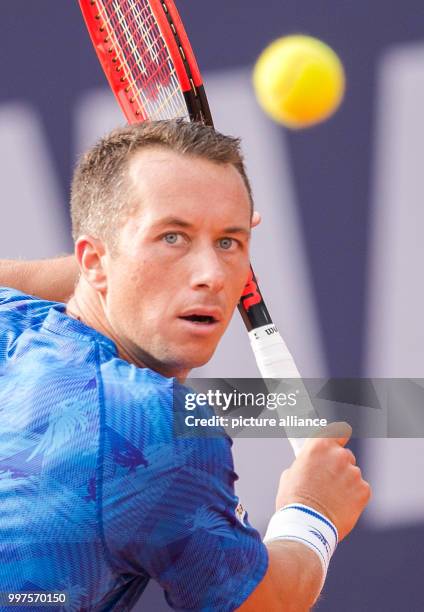 Philipp Kohlschreiber of Germany playing against G. Simon of France in the men's singles at the Tennis ATP-Tour German Open in Hamburg, Germany, 27...