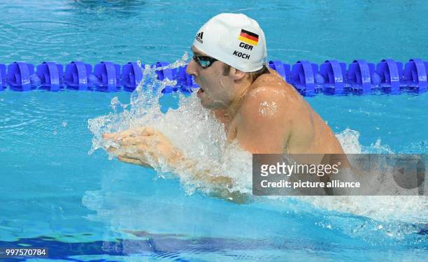 Marco Koch of Germany in the men's 200m breaststroke semi-final at the FINA World Championships 2017 in Budapest, Hungary, 27 July 2017. Photo: Axel...