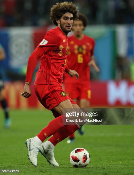 Marouane Fellaini of Belgium controls the ball during the 2018 FIFA World Cup Russia Semi Final match between Belgium and France at Saint Petersburg...