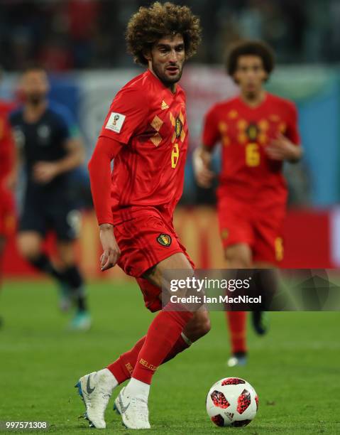 Marouane Fellaini of Belgium controls the ball during the 2018 FIFA World Cup Russia Semi Final match between Belgium and France at Saint Petersburg...