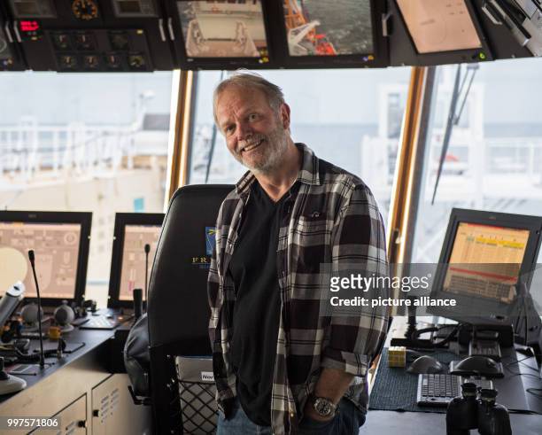 Dag Hareide, captain of the service ship "Polar Queen" can be seen on board his ship at the offshore wind park "Nordsee 1" in front of the East...