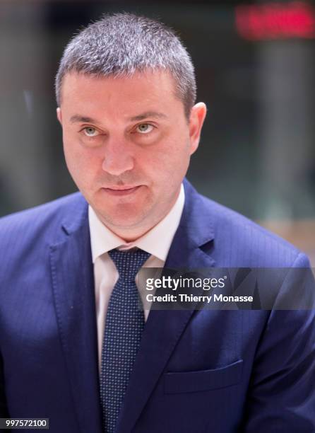 Bulgarian Finance Minister Vladislav Goranov is waiting for the start of an EU EcoFin Ministers meeting at the Europa building, the European Union...