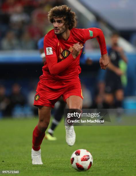 Marouane Fellaini of Belgium controls the ball during the 2018 FIFA World Cup Russia Semi Final match between Belgium and France at Saint Petersburg...