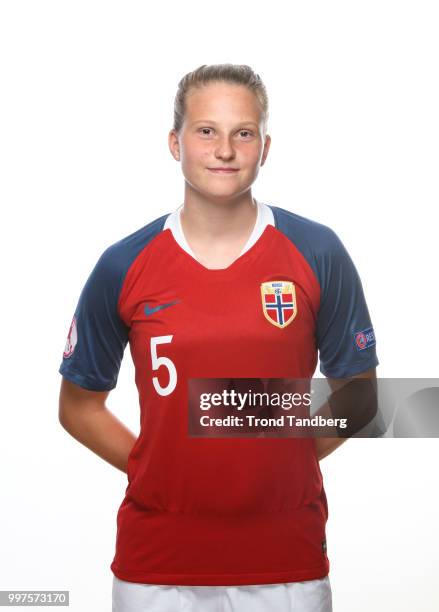 Elise Isolde Stenevik of Norway during J19 Photocall at Thon Arena on July 12, 2018 in Lillestrom, Norway.