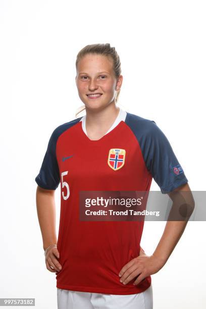 Elise Isolde Stenevik of Norway during J19 Photocall at Thon Arena on July 12, 2018 in Lillestrom, Norway.