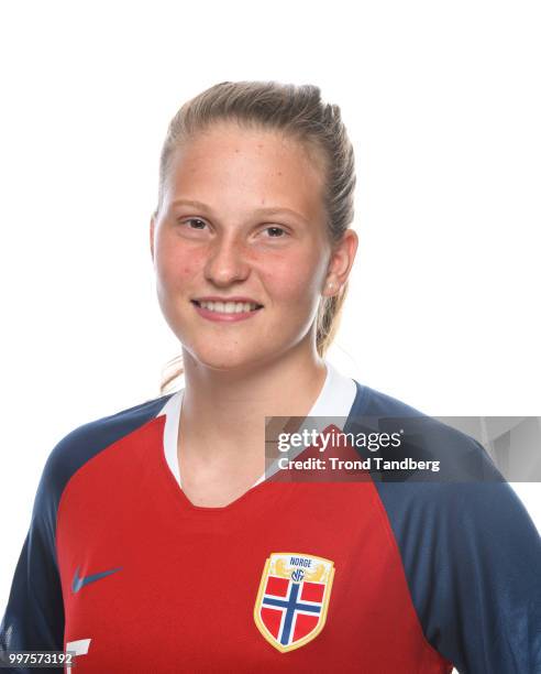 Elise Isolde Stenevik of Norway during J19 Photocall at Thon Arena on July 12, 2018 in Lillestrom, Norway.