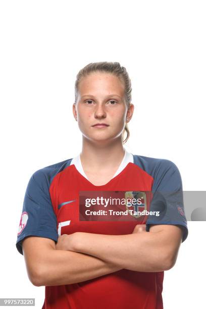 Elise Isolde Stenevik of Norway during J19 Photocall at Thon Arena on July 12, 2018 in Lillestrom, Norway.