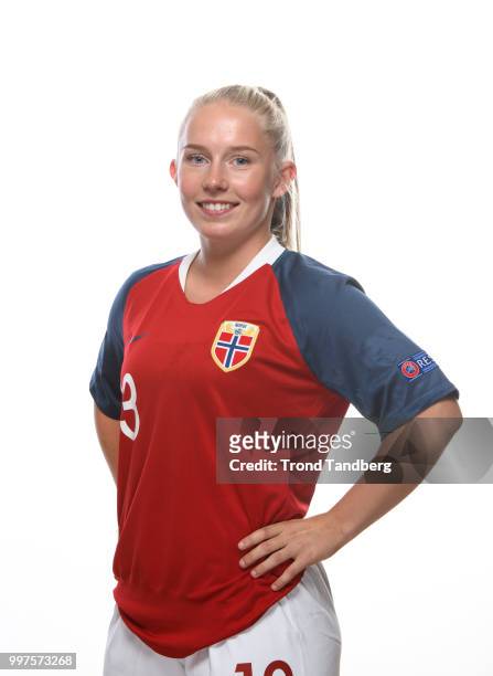 Thea Bjelde of Norway during J19 Photocall at Thon Arena on July 12, 2018 in Lillestrom, Norway.
