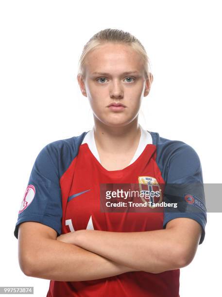 Camilla Huseby of Norway during J19 Photocall at Thon Arena on July 12, 2018 in Lillestrom, Norway.