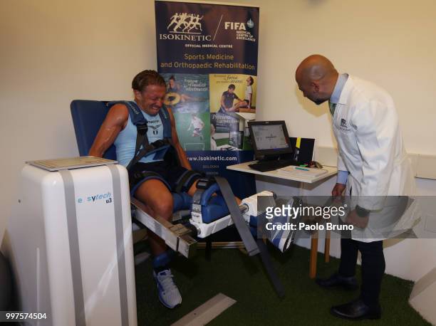 Lucas Leiva of SS Lazio attends the SS Lazio medical tests on July 13, 2018 in Rome, Italy.