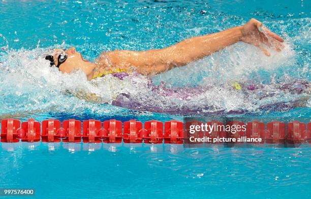 Lisa Graf from Germany in action during the Women 200m Backstroke semifinale at the FINA World Championships in Budapest, Hungary, 28 July 2017....