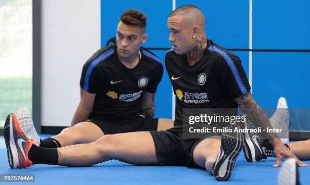 Radja Nainggolan of FC Internazionale trains in the gym during the FC Internazionale training session at the club's training ground Suning Training...