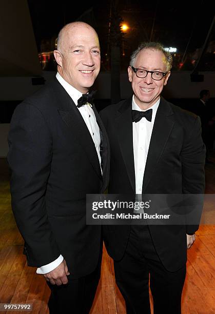 Agent Bryan Lourd and Focus Features CEO James Schamus attend the Biutiful Party at the Majestic Beach during the 63rd Annual Cannes Film Festival on...